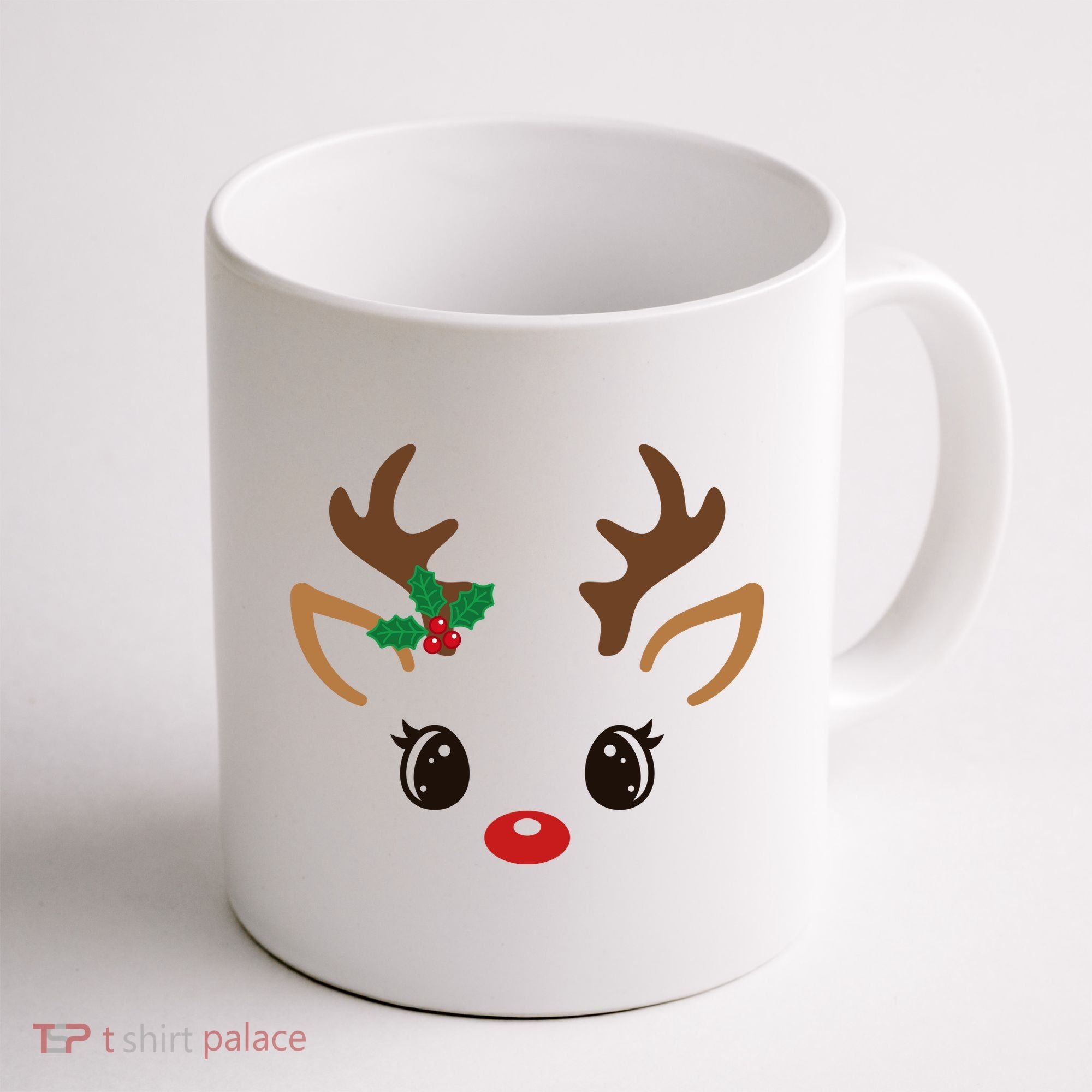 Cute Reindeer Face Christmas Coffee Mug