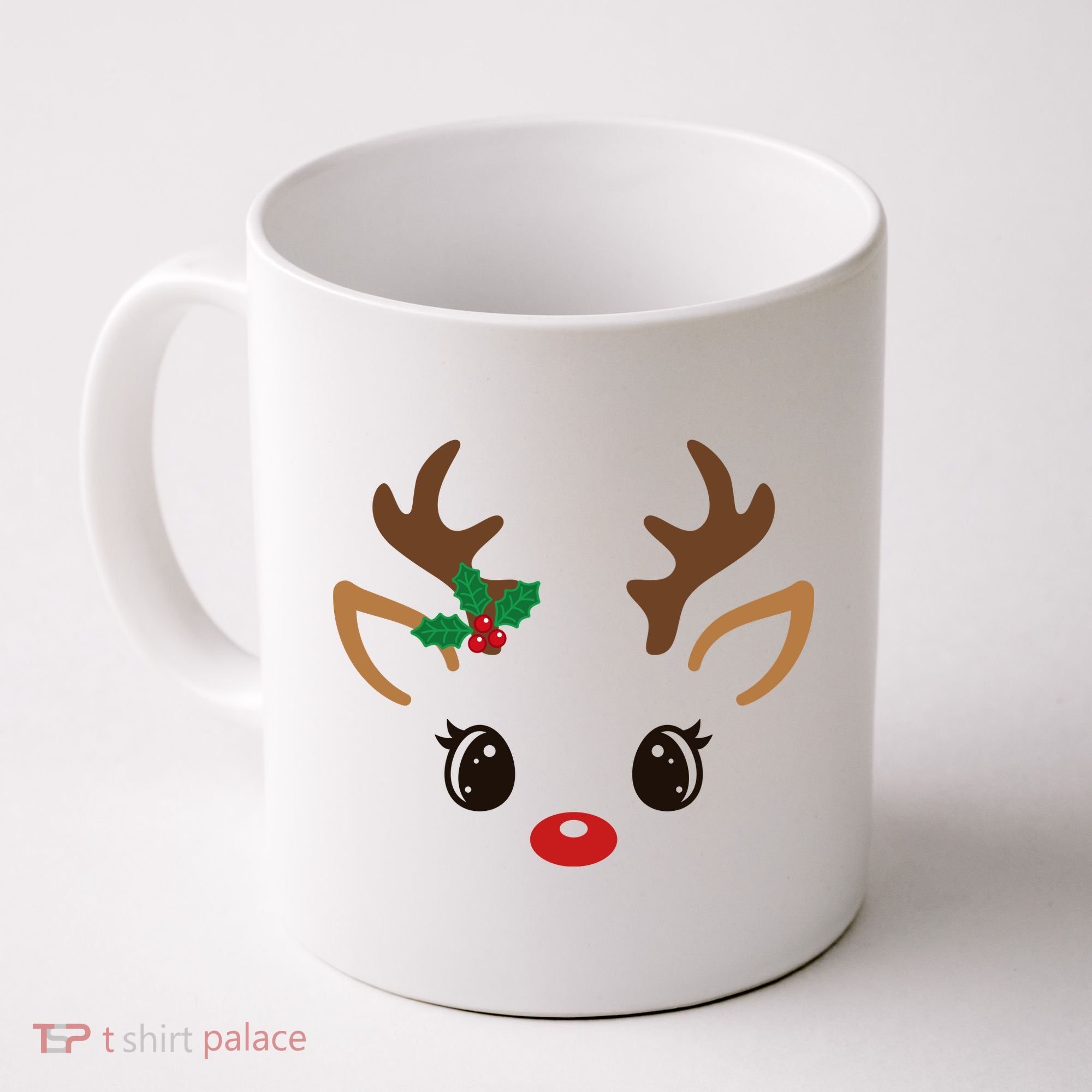 Cute Reindeer Face Christmas Coffee Mug