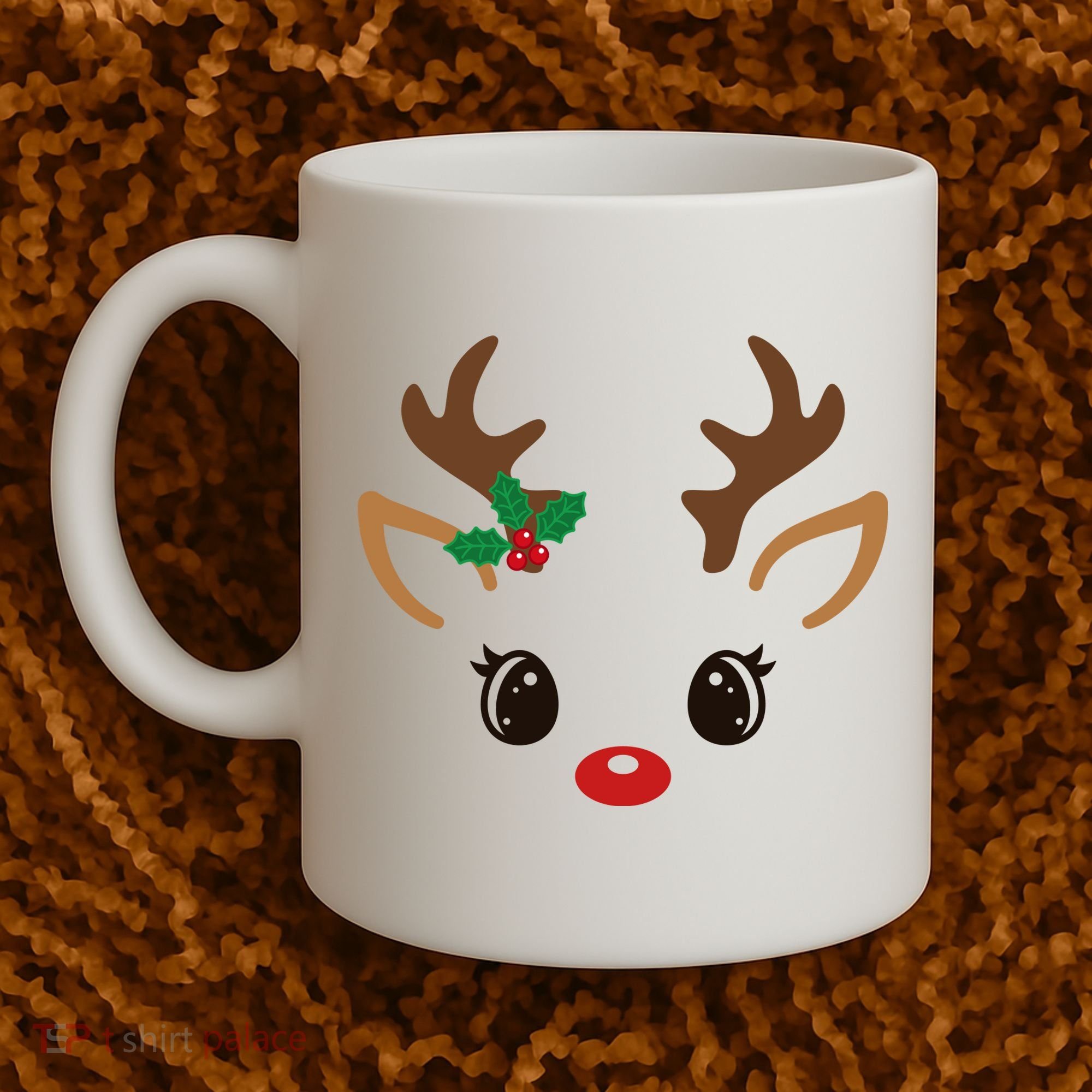 Cute Reindeer Face Christmas Coffee Mug