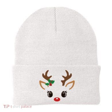 Cute Reindeer Face Christmas Beanie