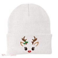 Cute Reindeer Face Christmas Beanie thumb 0