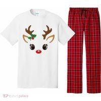 Cute Reindeer Face Christmas Pajama Set thumb 0