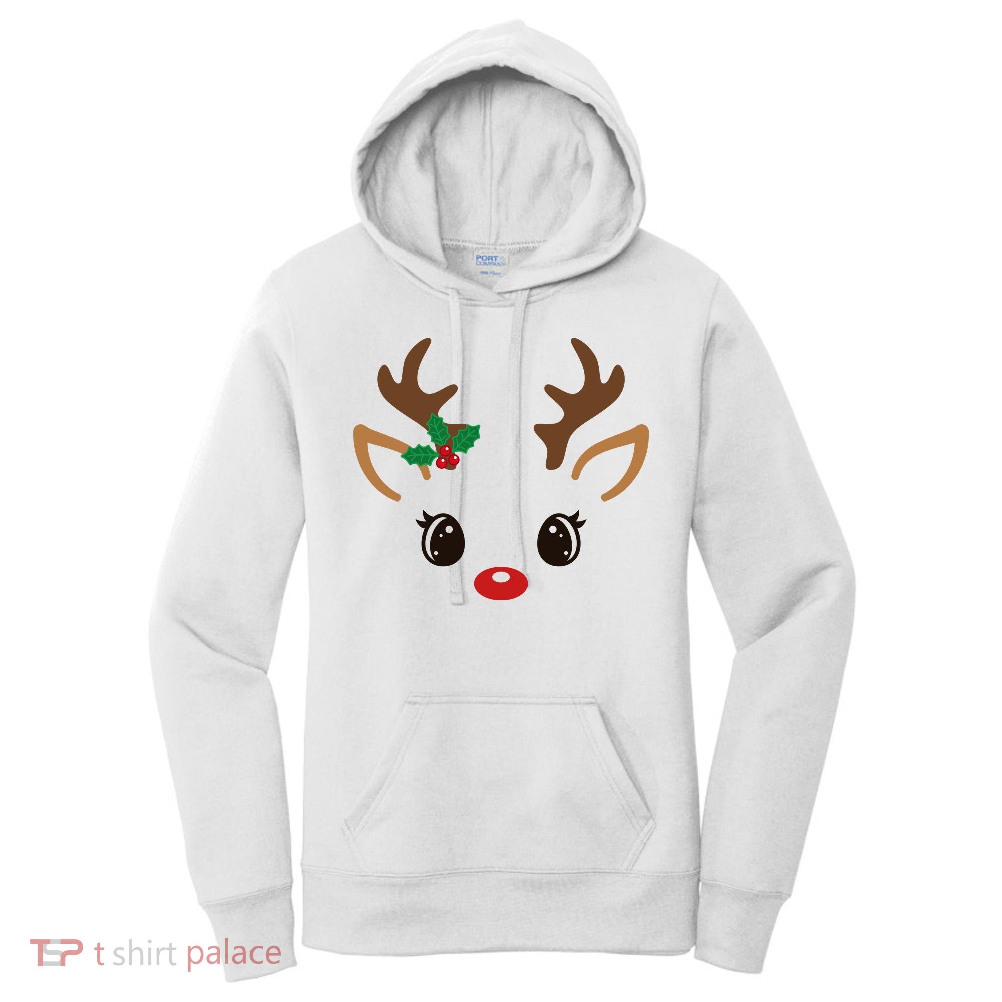 Cute Reindeer Face Christmas Women's Hoodie