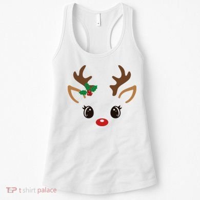 Cute Reindeer Face Christmas Women's Tank Top