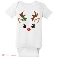 Cute Reindeer Face Christmas Baby Bodysuit thumb 0