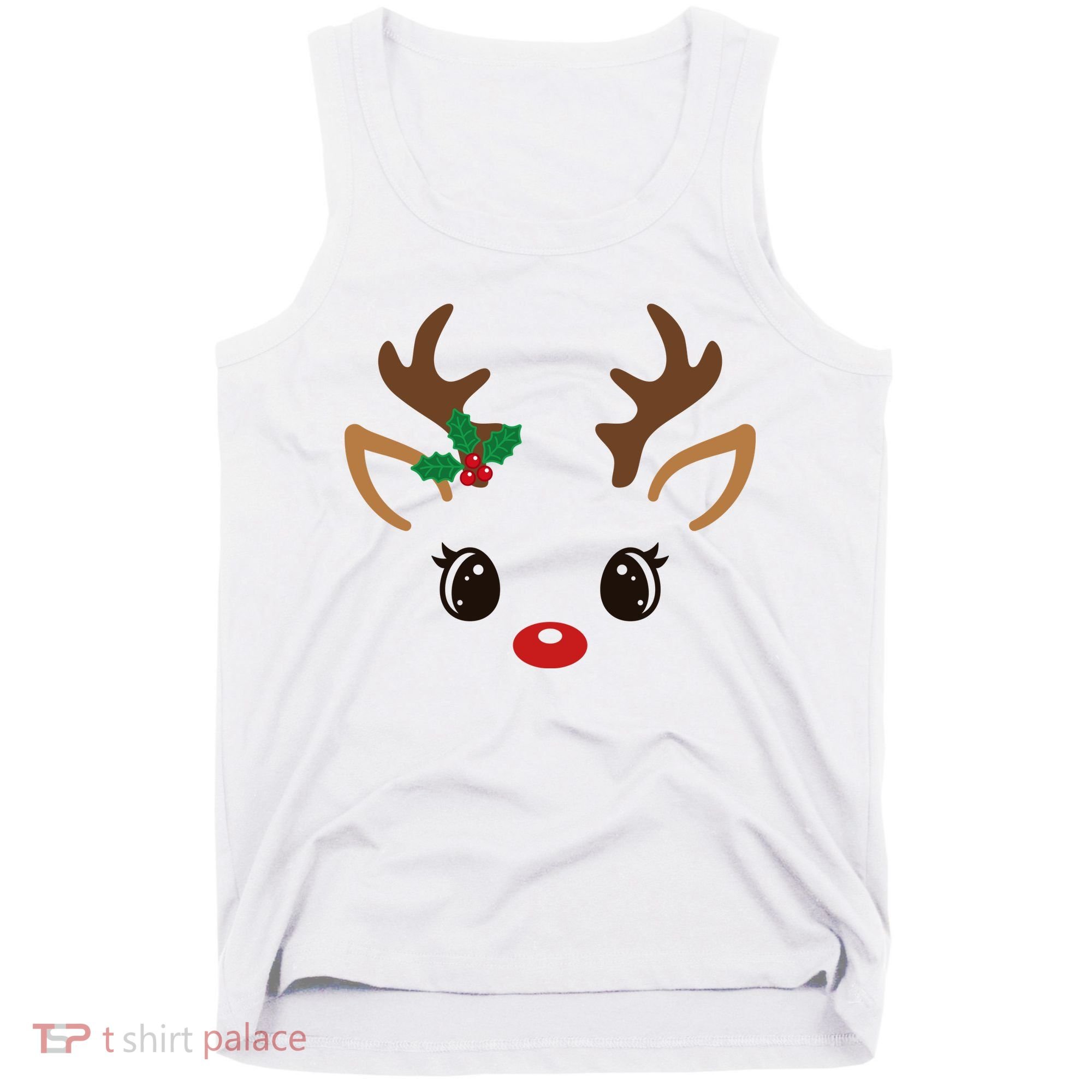 Cute Reindeer Face Christmas Tank Top