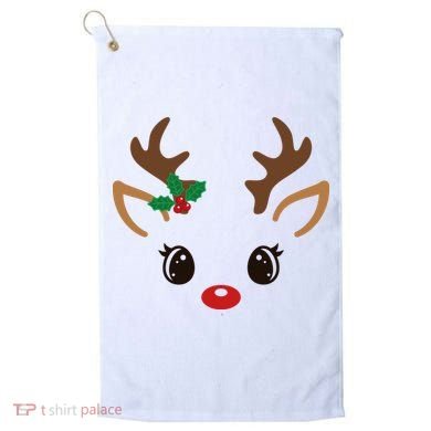 Cute Reindeer Face Christmas Golf Towel