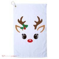 Cute Reindeer Face Christmas Golf Towel thumb 0