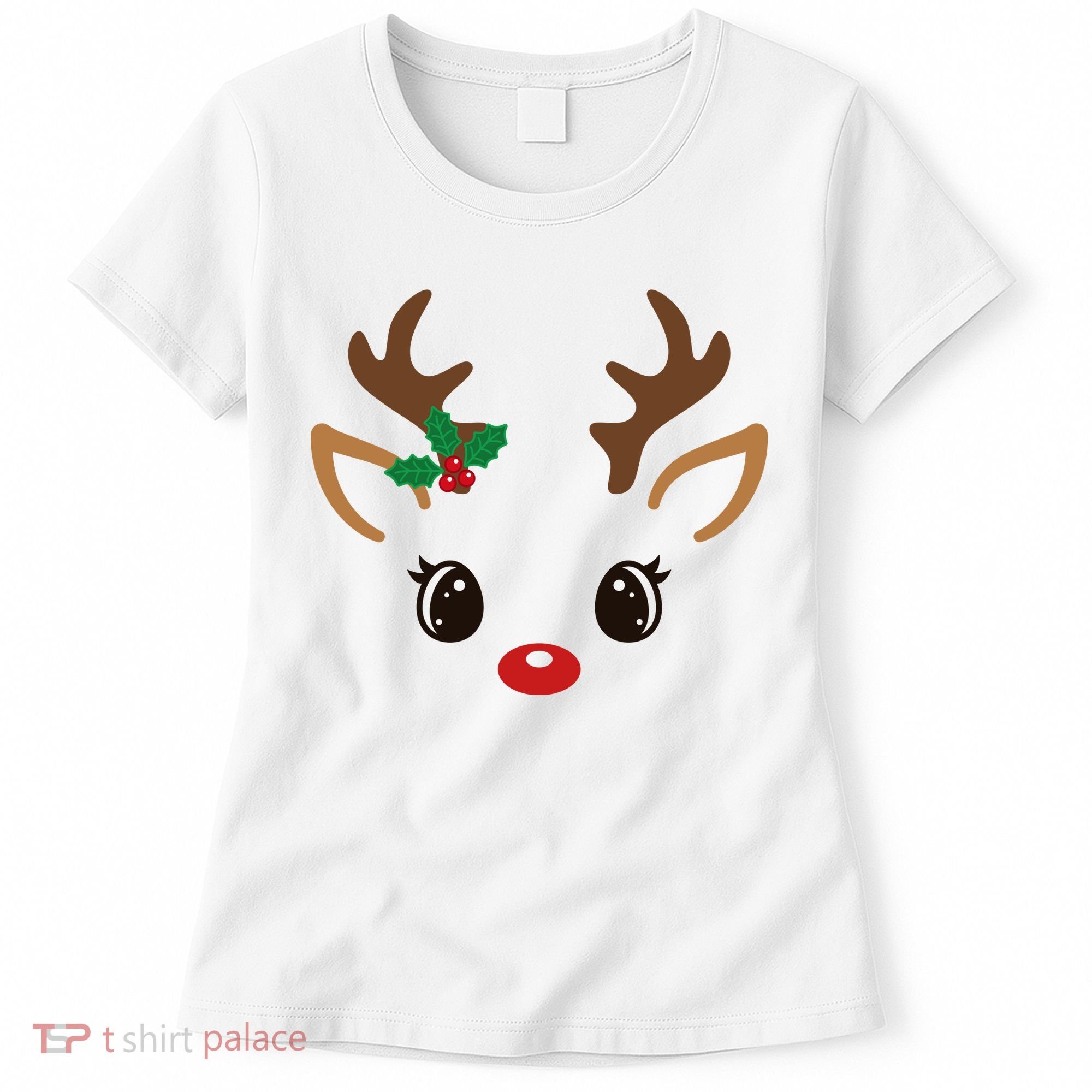 Cute Reindeer Face Christmas Women's T-Shirt