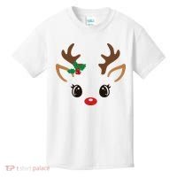 Cute Reindeer Face Christmas Kids T-Shirt thumb 0