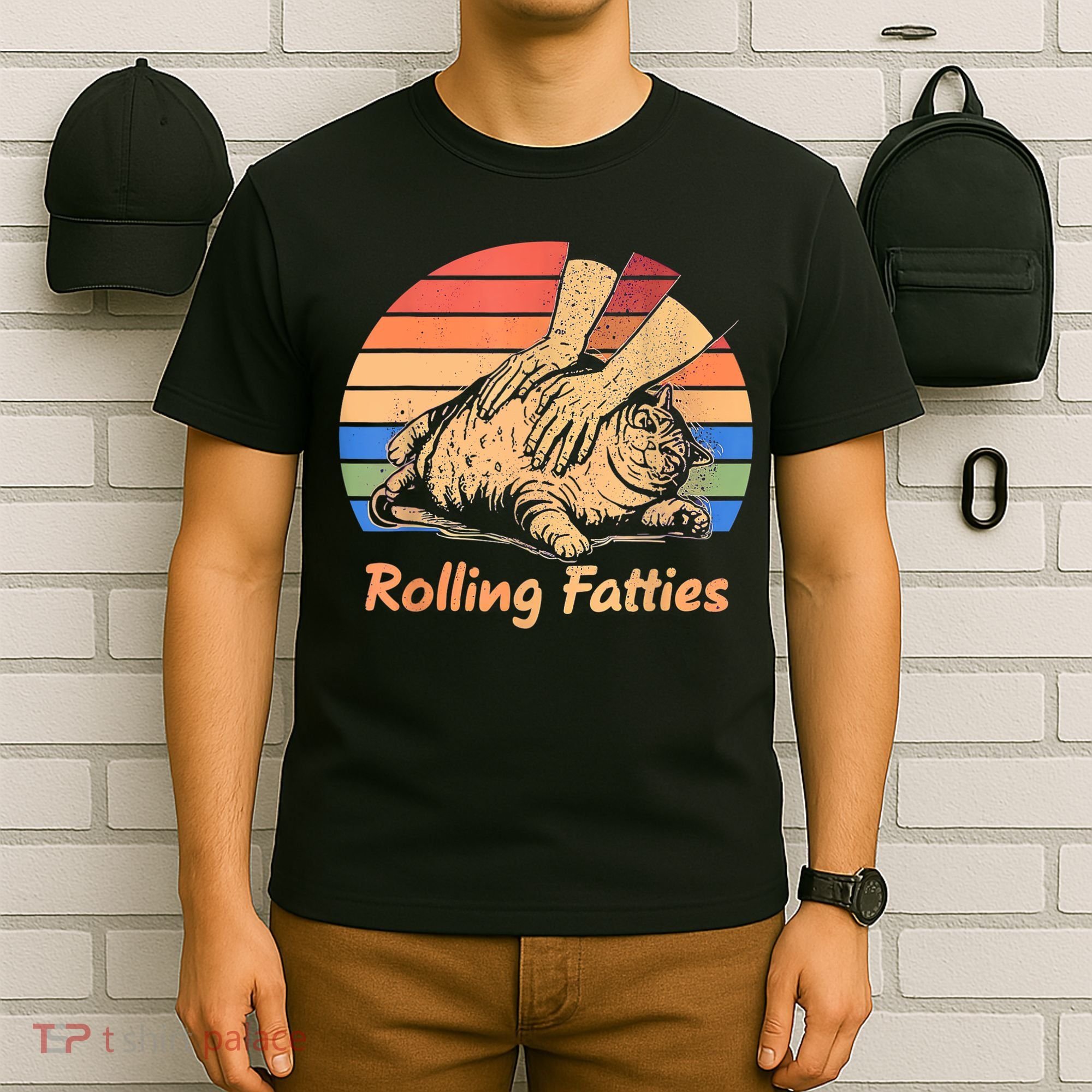 Cat Rolling Fatties Funny T-Shirt