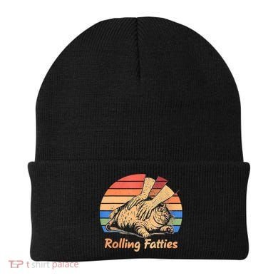 Cat Rolling Fatties Funny Beanie