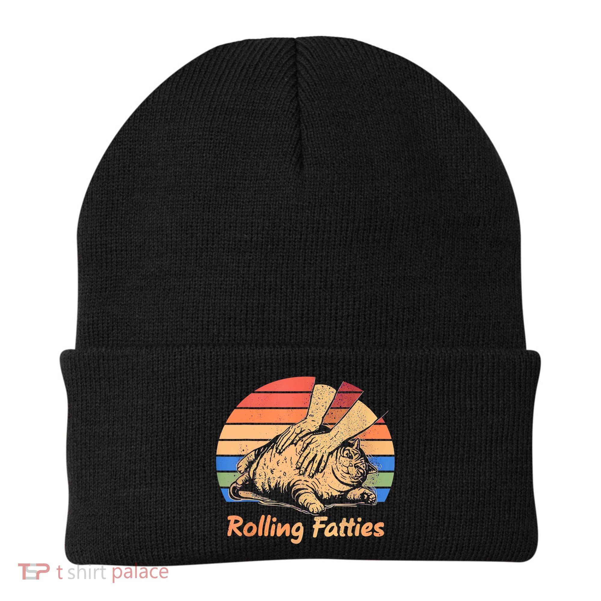 Cat Rolling Fatties Funny Beanie