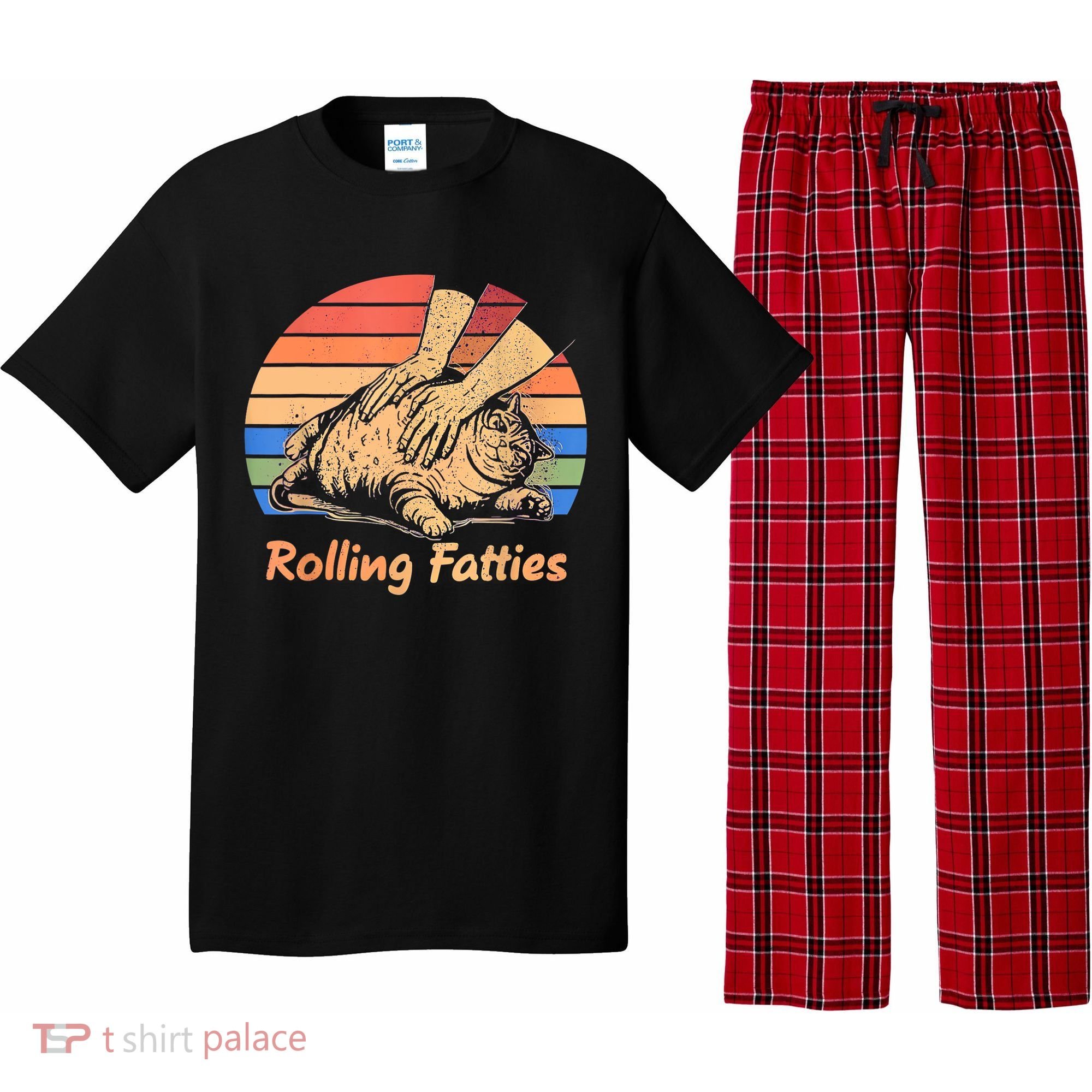 Cat Rolling Fatties Funny Pajama Set