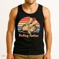Cat Rolling Fatties Funny Tank Top thumb 3