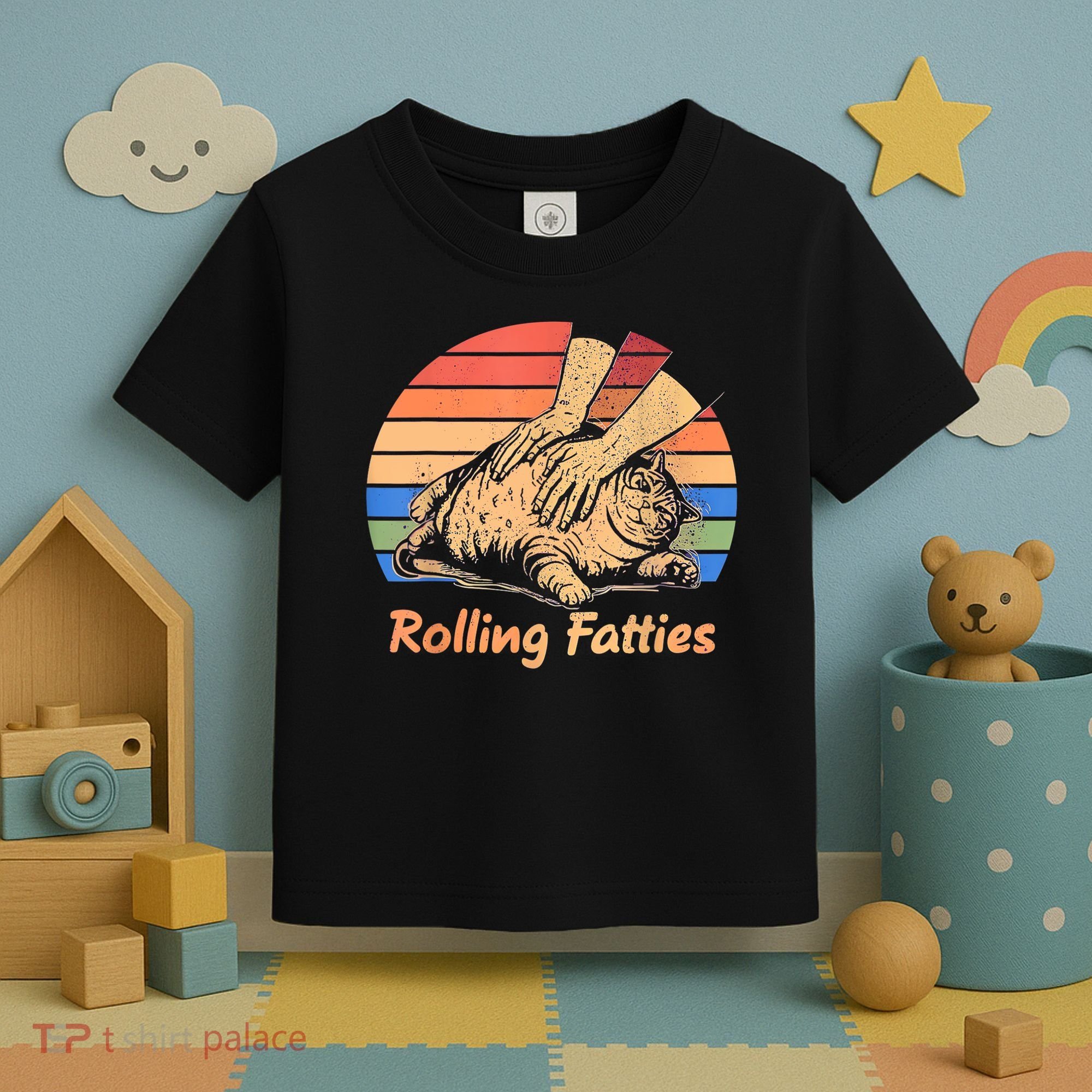Cat Rolling Fatties Funny Toddler T-Shirt