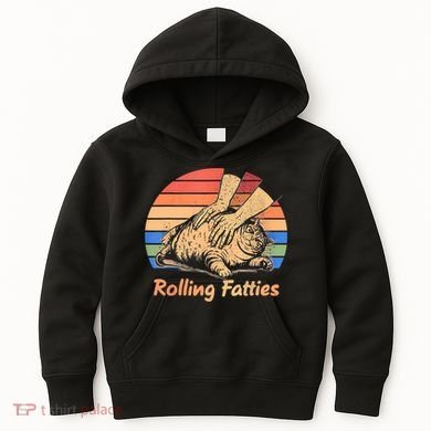 Cat Rolling Fatties Funny Kids Hoodie