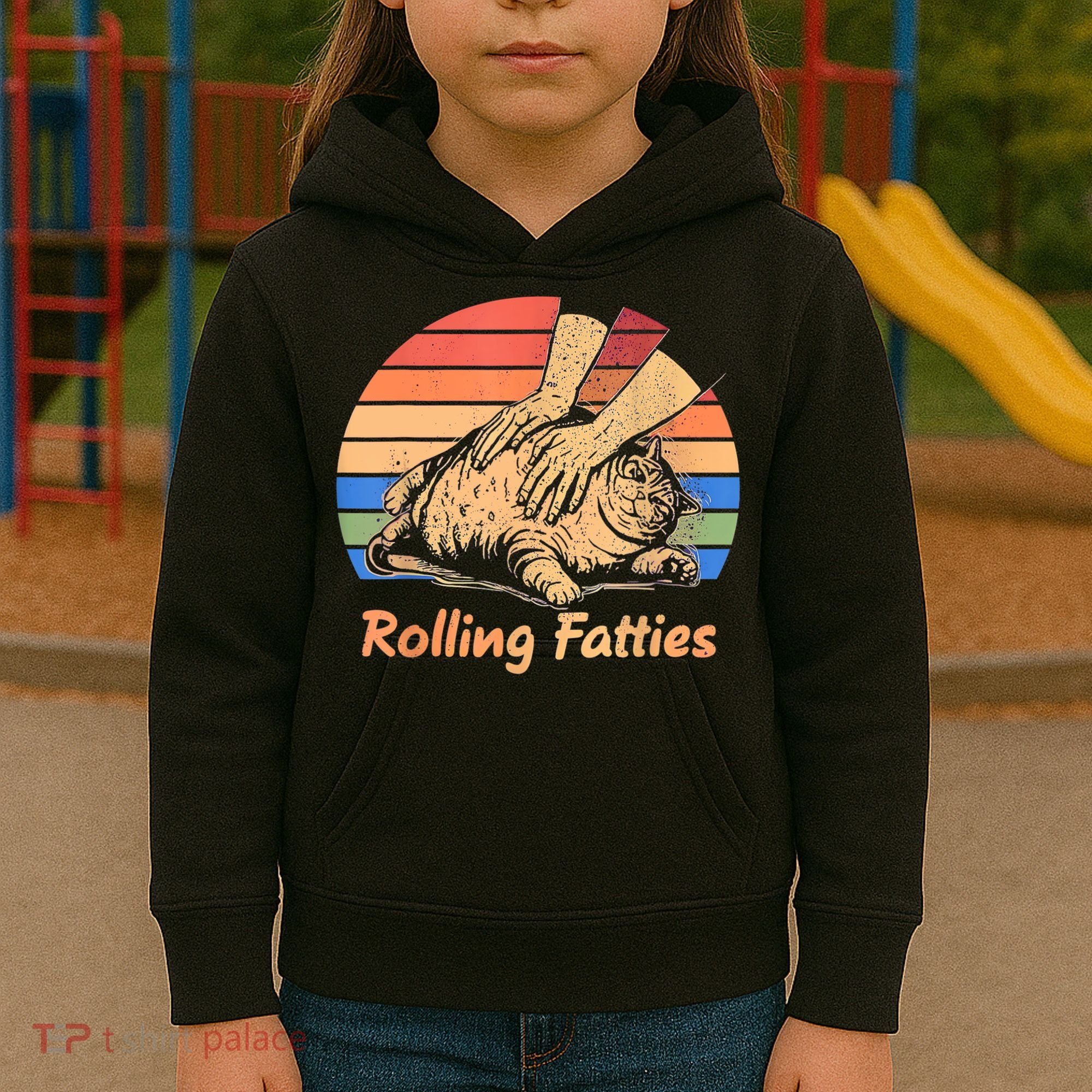 Cat Rolling Fatties Funny Kids Hoodie