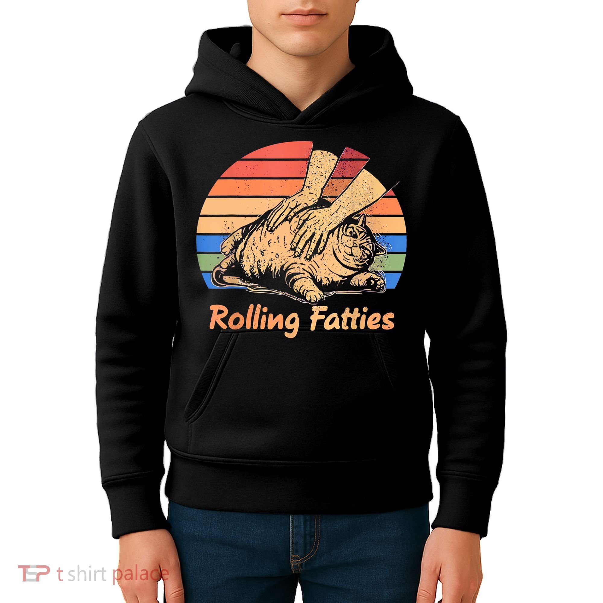 Cat Rolling Fatties Funny Kids Hoodie