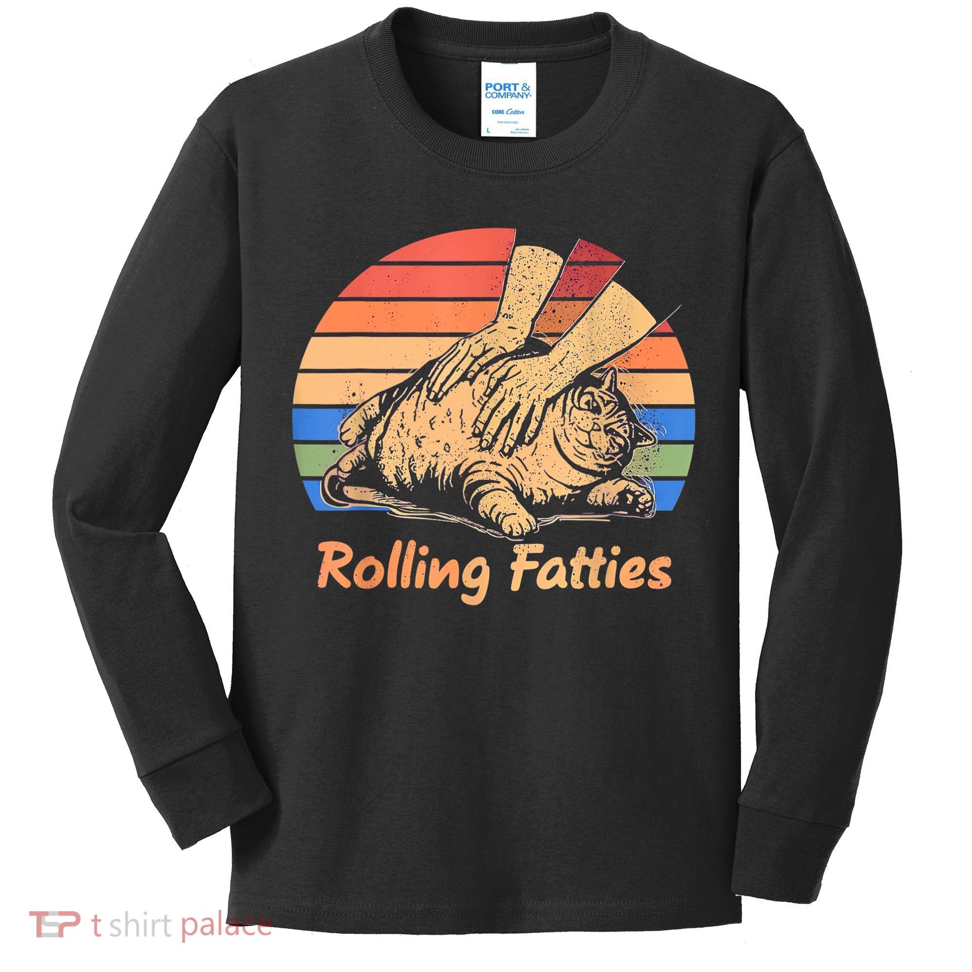 Cat Rolling Fatties Funny Kids Long Sleeve Shirt