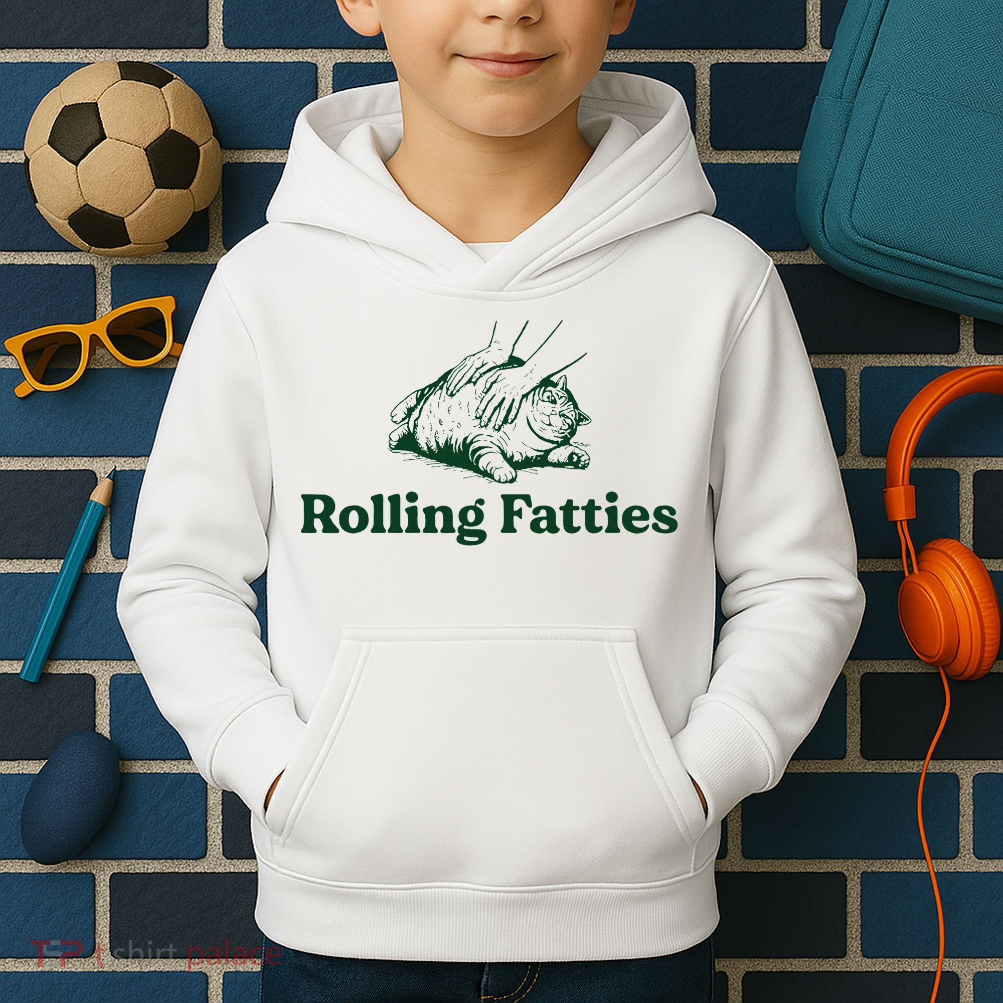 Cat Rolling Fatties Kids Hoodie