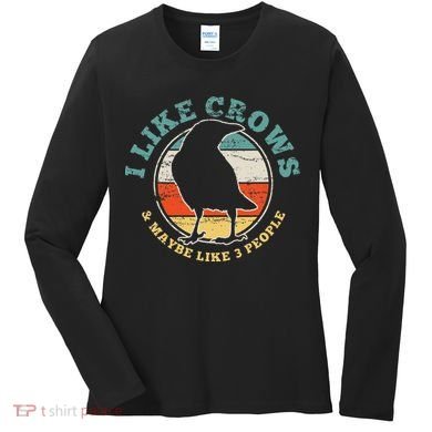 Crow Raven Funny Vintage Gift Women's Long Sleeve Shirt
