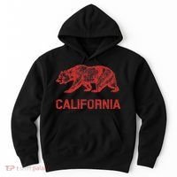 California Republic Flag Distressed Bear Hoodie thumb 0