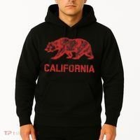 California Republic Flag Distressed Bear Hoodie thumb 2
