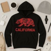 California Republic Flag Distressed Bear Hoodie thumb 3
