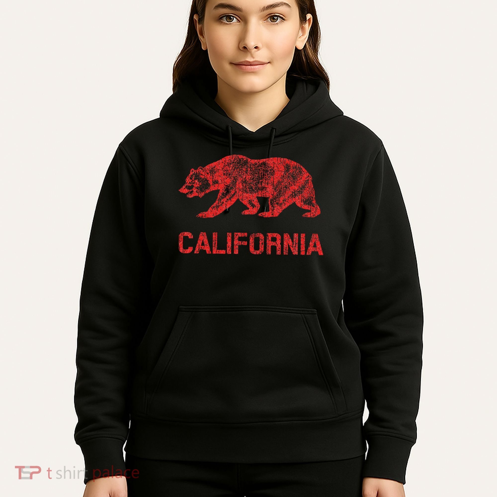 California Republic Flag Distressed Bear Hoodie