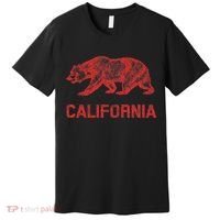 California Republic Flag Distressed Bear Premium T-Shirt thumb 0