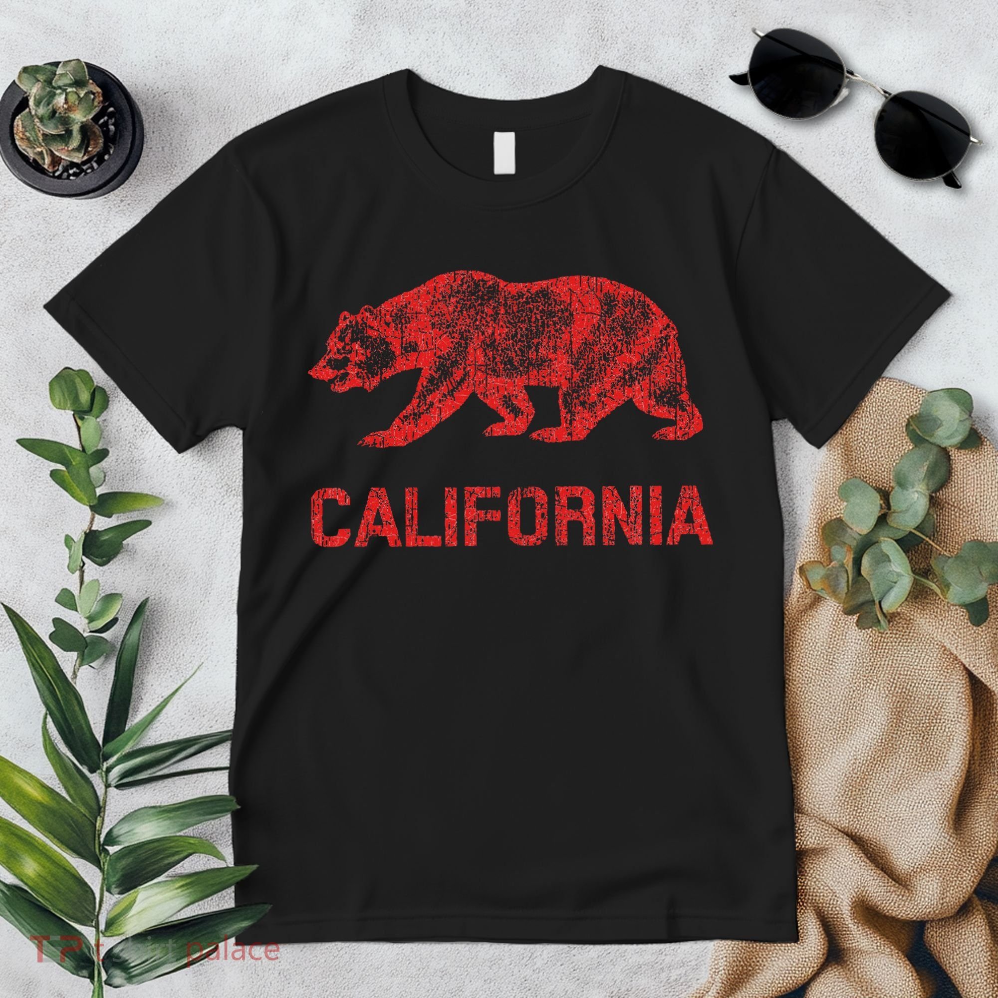 California Republic Flag Distressed Bear Premium T-Shirt