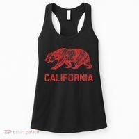 California Republic Flag Distressed Bear Women's Tank Top thumb 0