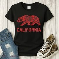 California Republic Flag Distressed Bear Women's T-Shirt thumb 3