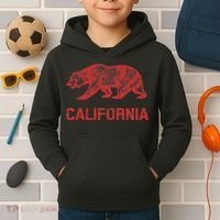 California Republic Flag Distressed Bear Kids Hoodie thumb 2