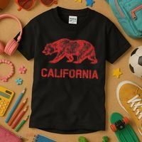 California Republic Flag Distressed Bear Kids T-Shirt thumb 3