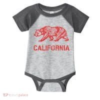 California Republic Flag Distressed Bear Infant Baby Jersey Bodysuit thumb 0