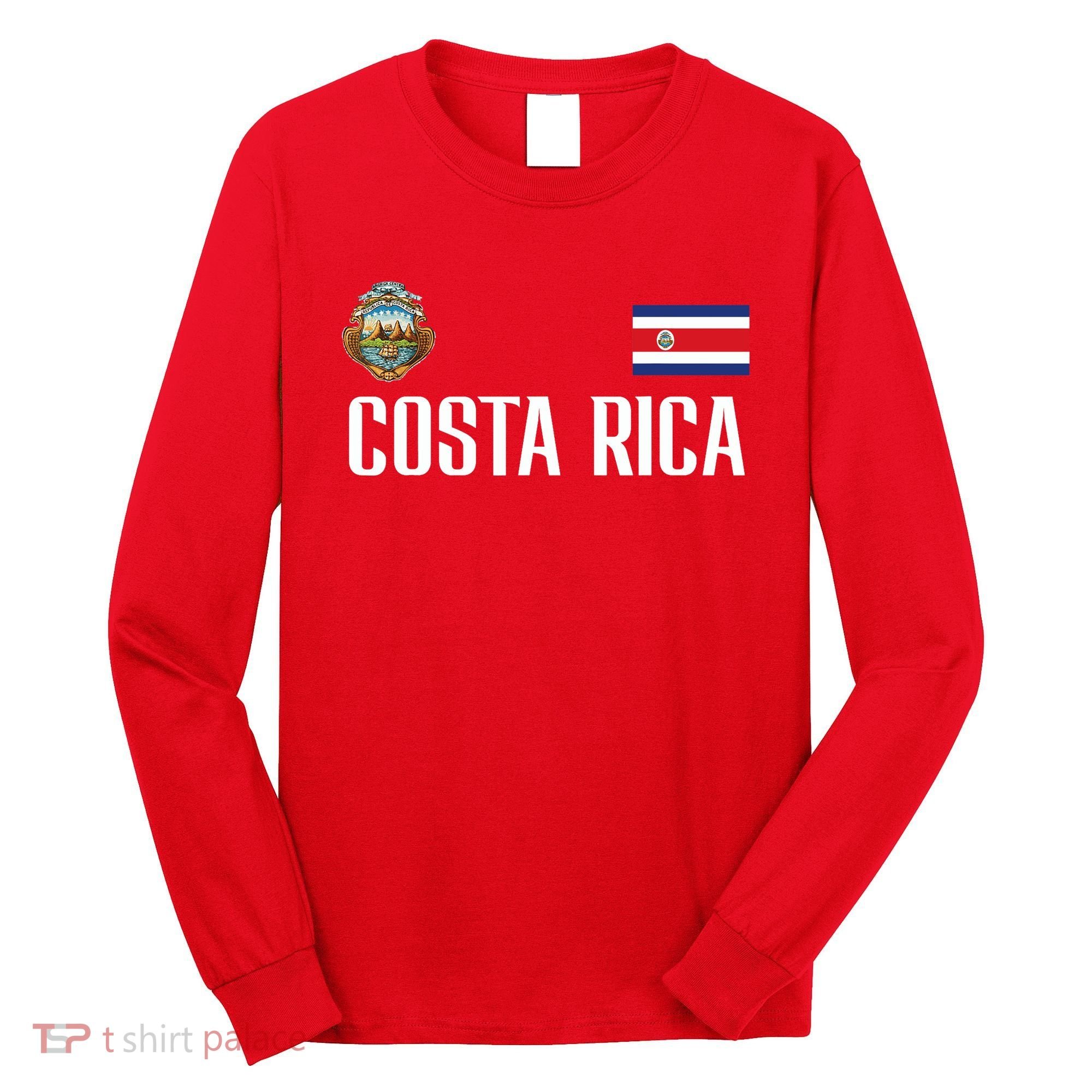 Costa Rica Flag Football Soccer Fan Long Sleeve Shirt