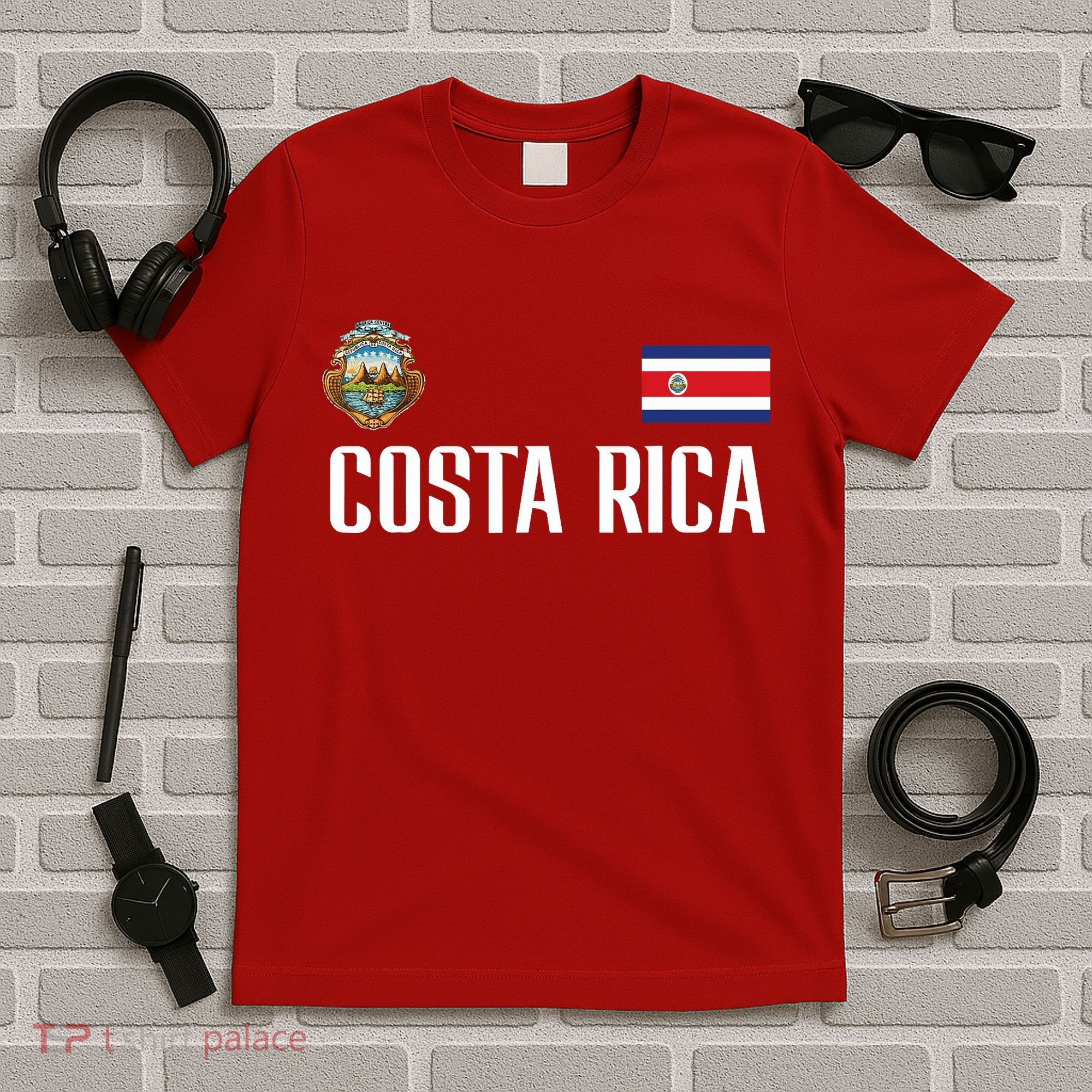 Costa Rica Flag Football Soccer Fan T-Shirt