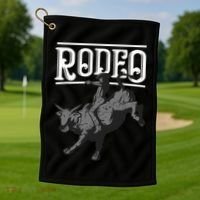 Cool Rodeo Funny Bull Rider Cowboy Cattle Ride Lover Outfit Golf Towel thumb 1