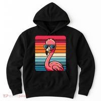 Cool Retro Flamingo In Sunglasses 70s 80s 90s Funny Flamingo Hoodie thumb 0