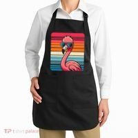 Cool Retro Flamingo In Sunglasses 70s 80s 90s Funny Flamingo Apron thumb 2