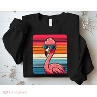 Cool Retro Flamingo In Sunglasses 70s 80s 90s Funny Flamingo Sweatshirt thumb 2