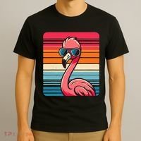 Cool Retro Flamingo In Sunglasses 70s 80s 90s Funny Flamingo T-Shirt thumb 3