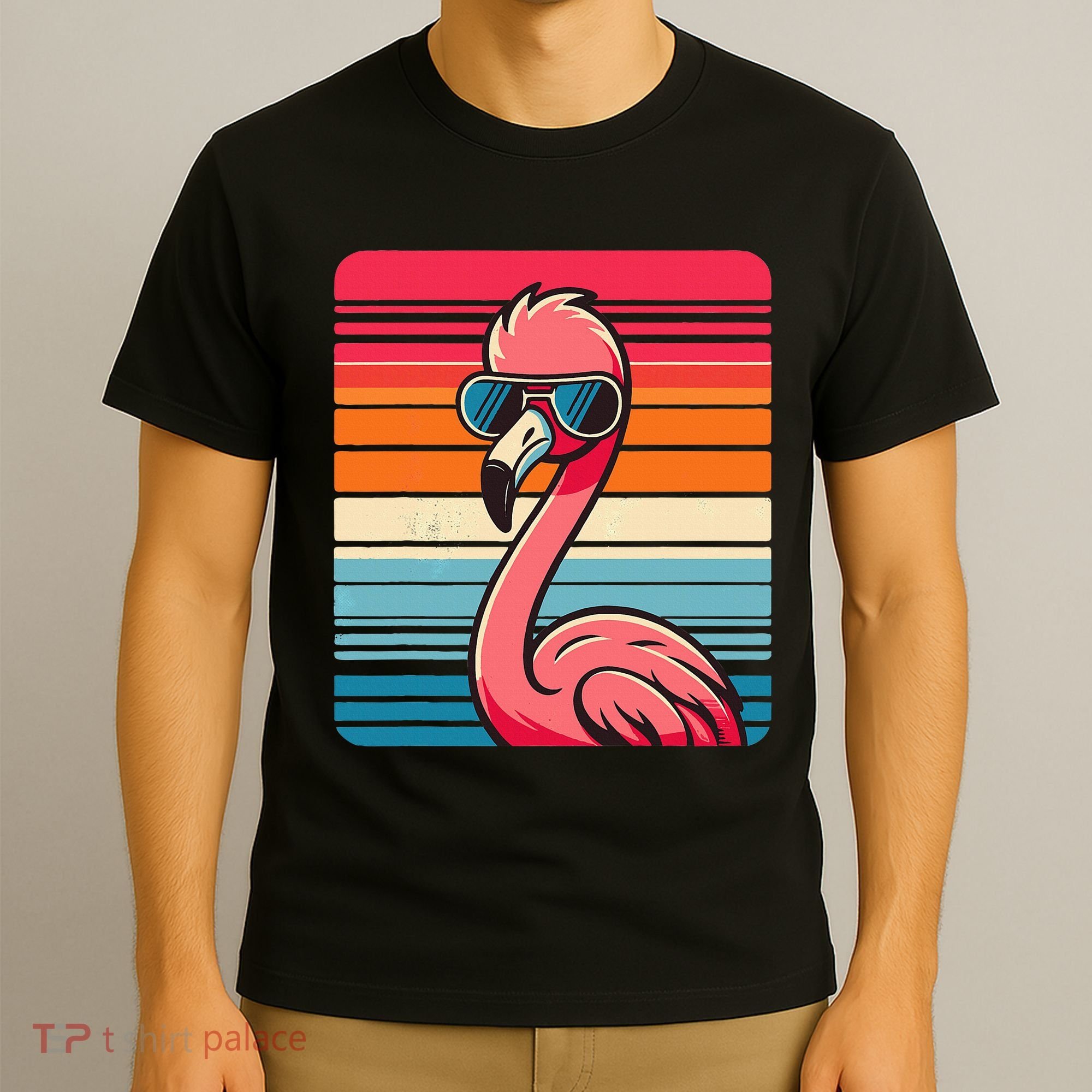 Cool Retro Flamingo In Sunglasses 70s 80s 90s Funny Flamingo T-Shirt