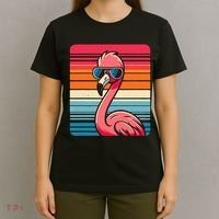 Cool Retro Flamingo In Sunglasses 70s 80s 90s Funny Flamingo T-Shirt thumb 4