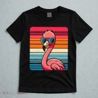Cool Retro Flamingo In Sunglasses 70s 80s 90s Funny Flamingo T-Shirt thumb 5