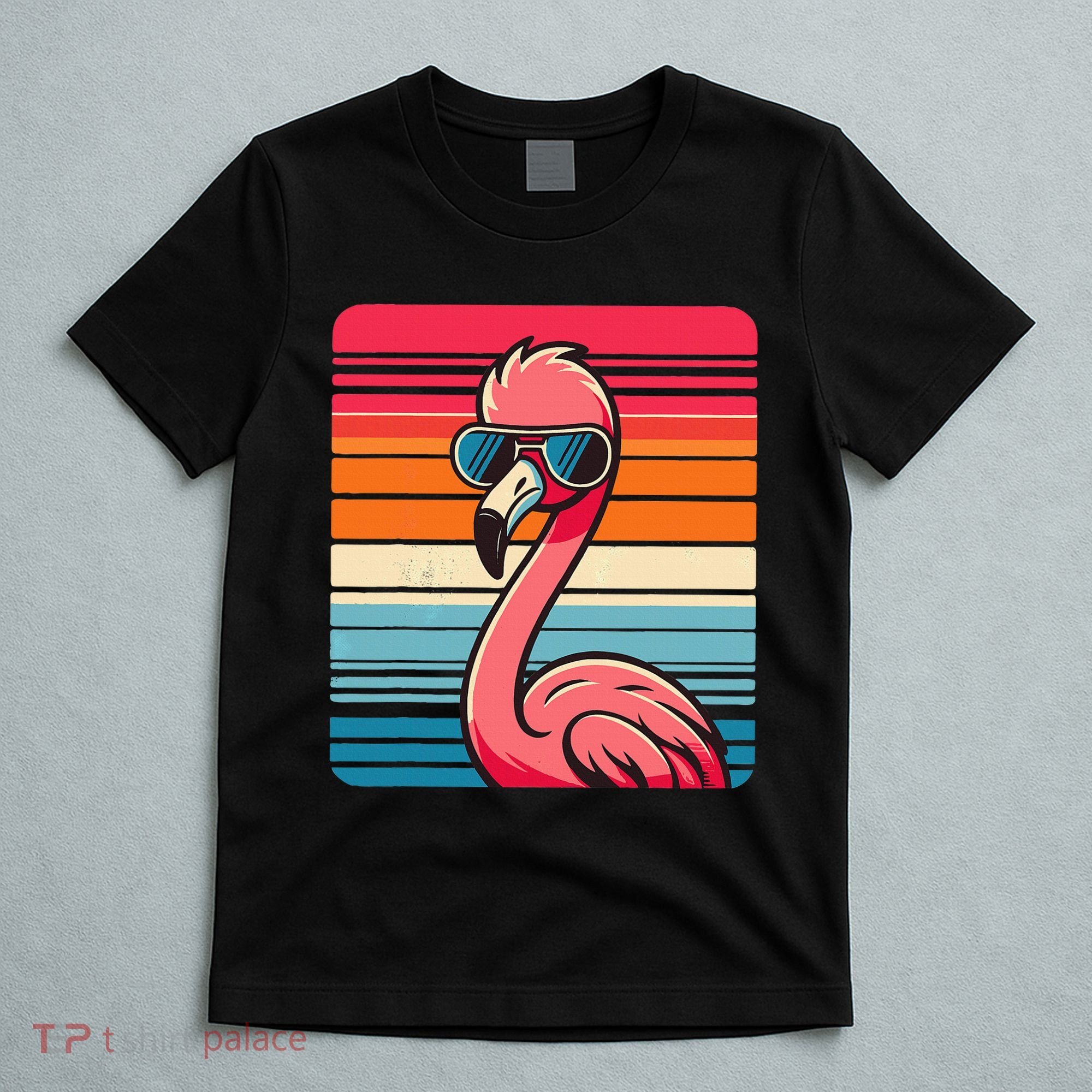 Cool Retro Flamingo In Sunglasses 70s 80s 90s Funny Flamingo T-Shirt