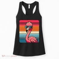 Cool Retro Flamingo In Sunglasses 70s 80s 90s Funny Flamingo Women's Tank Top thumb 0