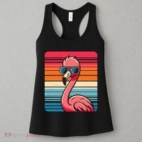 Cool Retro Flamingo In Sunglasses 70s 80s 90s Funny Flamingo Women's Tank Top thumb 3
